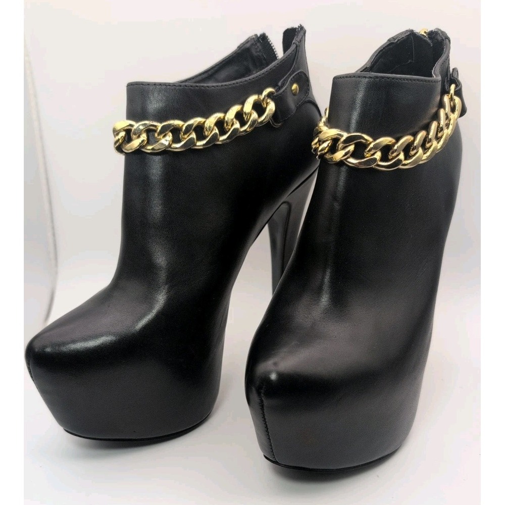 Steve Madden, Womens Platform Pump Heels Black Leather US 6.5 M Classic Rock